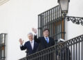 El discurso de Milei fue transmitido horas después de su visita a Chile, donde fue recibido por el presidente, José Antonio Kast. Foto: Elvis González/EFE.
