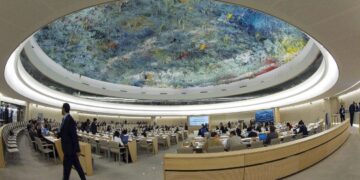 El Consejo de Derechos Humanos de la ONU tiene su sede en Ginebra, Suiza, dentro del complejo del Palais des Nations. Foto: Bruno Rodríguez en X