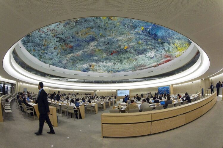 El Consejo de Derechos Humanos de la ONU tiene su sede en Ginebra, Suiza, dentro del complejo del Palais des Nations. Foto: Bruno Rodríguez en X