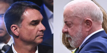 El presidente de Brasil, Luiz Inácio Lula da Silva (d) y el senador Flávio Bolsonaro. Foto: EFE/ARCHIVO.