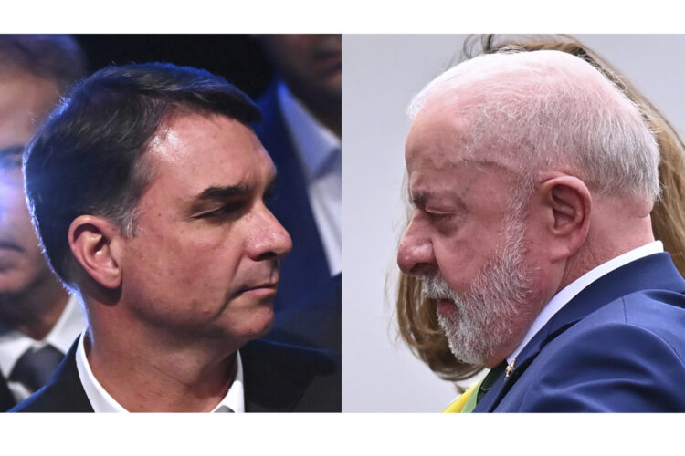 El presidente de Brasil, Luiz Inácio Lula da Silva (d) y el senador Flávio Bolsonaro. Foto: EFE/ARCHIVO.