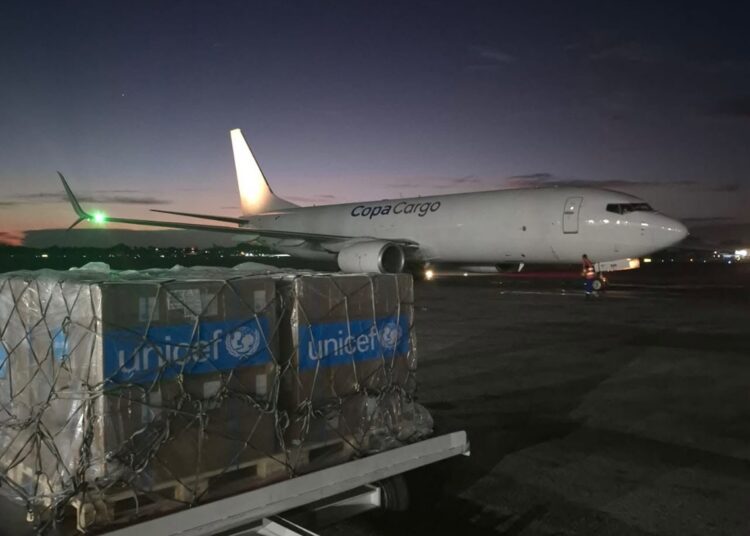 Llegada de ayuda humanitaria a Cuba a través de la UNICEF. Foto: UNICEF Cuba / Facebook.