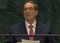El canciller cubano, Bruno Rodríguez, habla ante la Asamblea General de la ONU, el 27 de septiembre de 2026. Foto: @CubaMINREX / X.