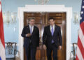 El canciller de Costa Rica, Manuel Tovar (izquierda), junto al Secretario de Estados Marco Rubio durante su reciente visita a Estados Unido. Foto: Lenin Nolly/EFE