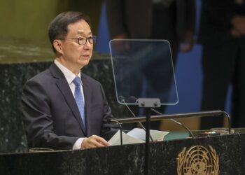 El vicepresidente de China, Han Zheng, habla ante la Asamblea General de la ONU, el 26 de septiembre de 2026. Foto: Sarah Yenesel / EFE / EPA.