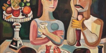 René Portocarrero. “La cena”, 1942. Óleo sobre tela, 87,5 x 95 cm.