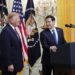 Donald Trump y el secretario de Estado estadounidense, Marco Rubio, durante la celebración del Mes de la Herencia Hispana en el Salón Este de la Casa Blanca en Washington D. C., EE. UU., el 30 de septiembre de 2026. Foto: EFE/EPA/YURI GRIPAS / POOL.